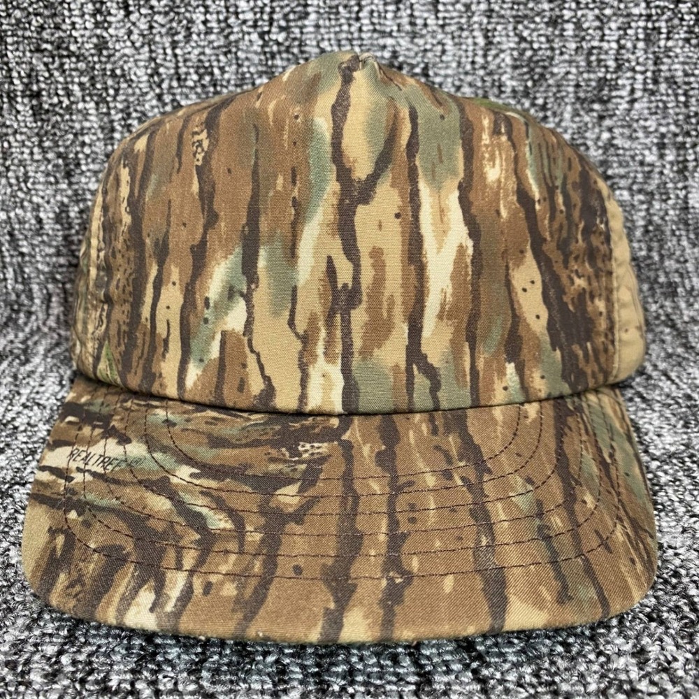 VTG Cabelas Realtree Camo Hat Snapback Hunting Cap Insulated Woodgrain Tree Bark
